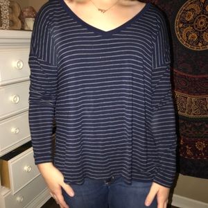 American Eagle Flowy Striped V Neck